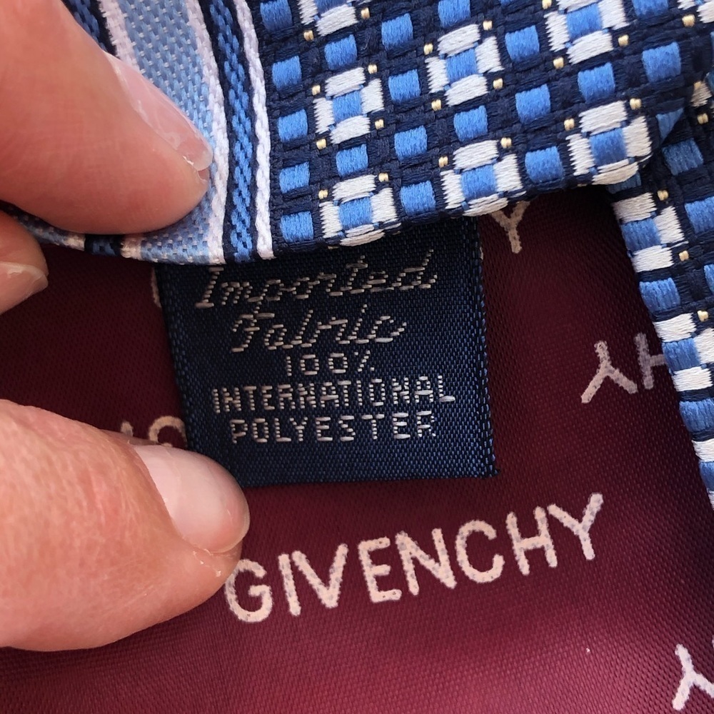Givenchy Vintage Blue Tie Designer Stripes Men - Picture 4 of 7